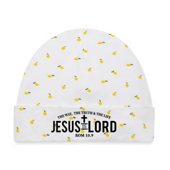 Jesus is Lord - Baby Premium Organic Mütze - Weiß/Zitronengelb - Vorne