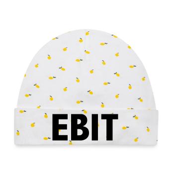 EBIT Minimalistisches Finanzen & Bürohumor Design - Baby Premium Organic Mütze - Weiß/Zitronengelb - Vorne