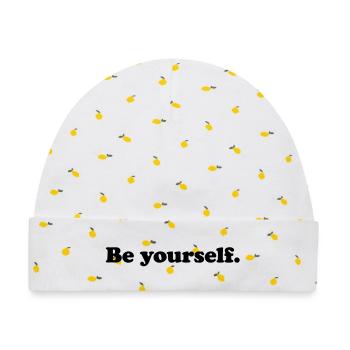 be yourself - Baby Premium Organic Mütze - Weiß/Zitronengelb - Vorne