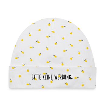 Bitte keine Werbung - Baby Premium Organic Mütze - Weiß/Zitronengelb - Vorne