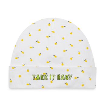 Take It Easy - Baby Premium Organic Mütze - Weiß/Zitronengelb - Vorne