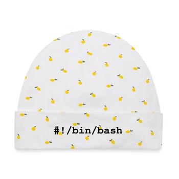 Bash / Bourne-Again Shell unter Linux und Unix - Baby Premium Organic Mütze - Weiß/Zitronengelb - Vorne