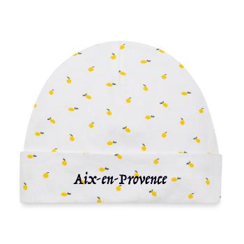 Aix-en-Provence France Frankreich - Baby Premium Organic Mütze - Weiß/Zitronengelb - Vorne