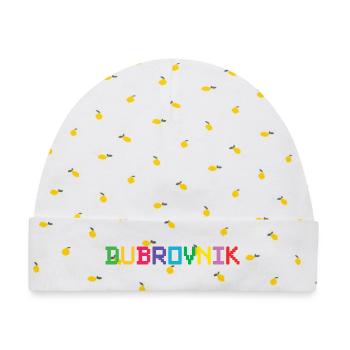DUBROVNIK Croatia Kroatien - Baby Premium Organic Mütze - Weiß/Zitronengelb - Vorne