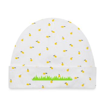 Gras oder Rasen - Baby Premium Organic Mütze - Weiß/Zitronengelb - Vorne
