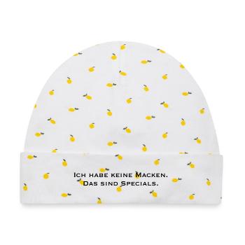 „Keine Macken“ – Statement Shirt - Baby Premium Organic Mütze - Weiß/Zitronengelb - Vorne