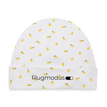 Flugmodus an. – Minimalistisches Design in Schwarz - Baby Premium Organic Mütze - Weiß/Zitronengelb - Vorne