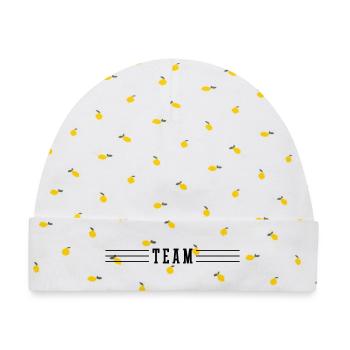 Team Strich - Baby Premium Organic Mütze - Weiß/Zitronengelb - Vorne