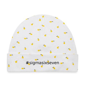 #sigmasixseven - Baby Premium Organic Mütze - Weiß/Zitronengelb - Vorne