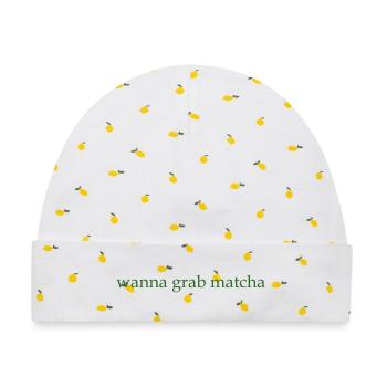 wanna grab matcha - Baby Premium Organic Mütze - Weiß/Zitronengelb - Vorne