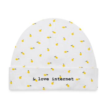 i love internet - black text - Shirtdesign Unisex - Baby Premium Organic Mütze - Weiß/Zitronengelb - Vorne