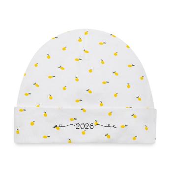 2026 Ornament - Baby Premium Organic Mütze - Weiß/Zitronengelb - Vorne