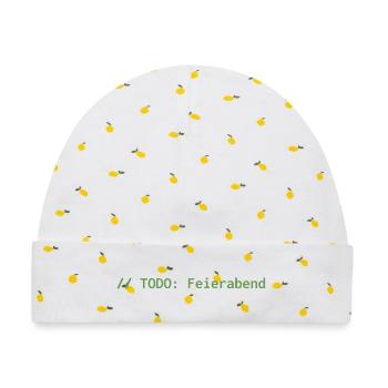 // TODO: Feierabend – Programmierer Shirt - Baby Premium Organic Mütze - Weiß/Zitronengelb - Vorne