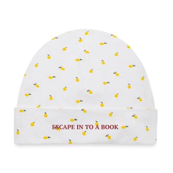 Escape In a book - Text lesen. - Baby Premium Organic Mütze - Weiß/Zitronengelb - Vorne
