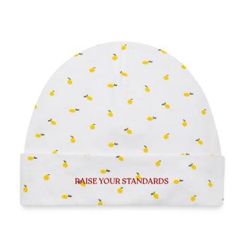 Raise Your Standards - Baby Premium Organic Mütze - Weiß/Zitronengelb - Vorne