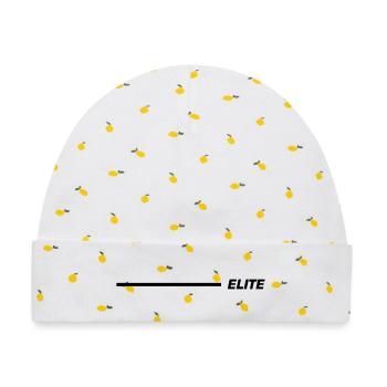 Elite Schriftzug Linie Schwarz - Baby Premium Organic Mütze - Weiß/Zitronengelb - Vorne