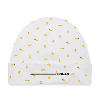 Squad Schriftzug Linie Schwarz - Baby Premium Organic Mütze - Weiß/Zitronengelb - Vorne