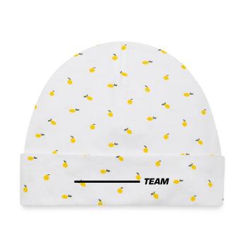 Team Schriftzug Linie Schwarz - Baby Premium Organic Mütze - Weiß/Zitronengelb - Vorne