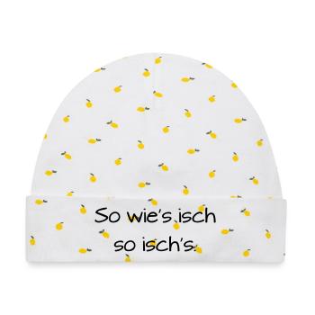 So wies isch so isch's Badisch Dialekt - Baby Premium Organic Mütze - Weiß/Zitronengelb - Vorne