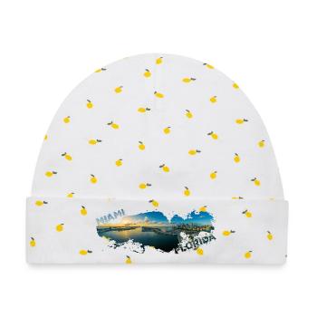 Miami Florida Splash - Baby Premium Organic Mütze - Weiß/Zitronengelb - Vorne