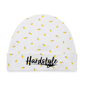 hardstyle elektro trance hard bass aufkleber patch - Baby Premium Organic Mütze - Weiß/Zitronengelb - Vorne