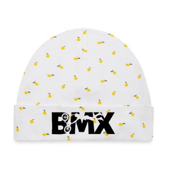 BMX Rider Shirt – Cooles Bike Design - Baby Premium Organic Mütze - Weiß/Zitronengelb - Vorne