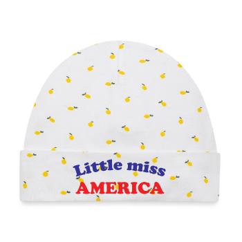 Miss America - Baby Premium Organic Mütze - Weiß/Zitronengelb - Vorne