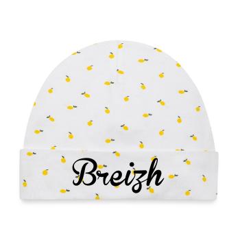 Breizh - Bretagne - Baby Premium Organic Mütze - Weiß/Zitronengelb - Vorne