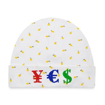 Yen Euro Dollar - YES - Baby Premium Organic Mütze - Weiß/Zitronengelb - Vorne