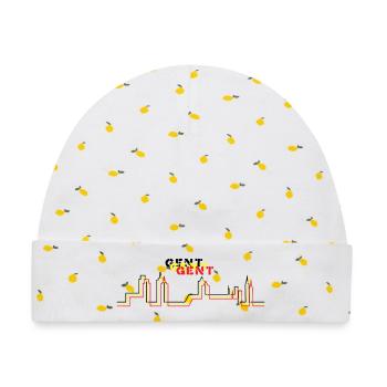 Gent minimalistische Skyline Trikolore - Baby Premium Organic Mütze - Weiß/Zitronengelb - Vorne