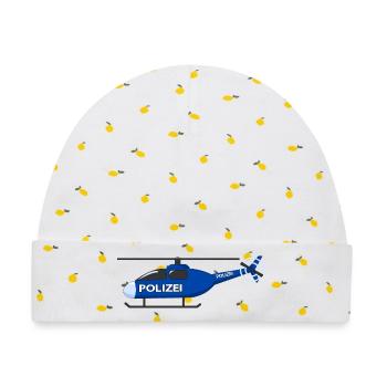 Hubschrauber Polizei - Baby Premium Organic Mütze - Weiß/Zitronengelb - Vorne