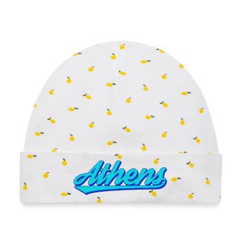 Athens Retro Script - Baby Premium Organic Mütze - Weiß/Zitronengelb - Vorne