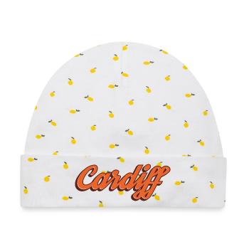 Cardiff Script Orange - Baby Premium Organic Mütze - Weiß/Zitronengelb - Vorne