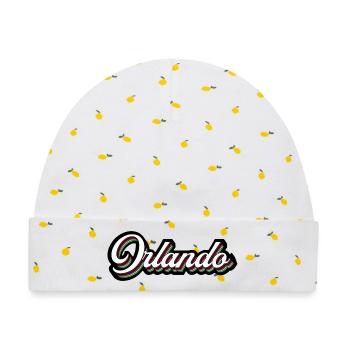 Orlando Rainbow Script - Baby Premium Organic Mütze - Weiß/Zitronengelb - Vorne