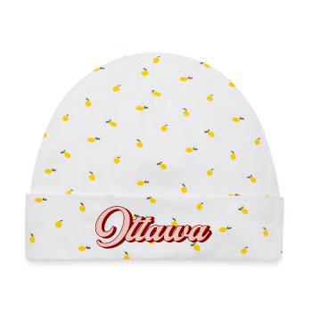Ottawa Retro Script - Baby Premium Organic Mütze - Weiß/Zitronengelb - Vorne