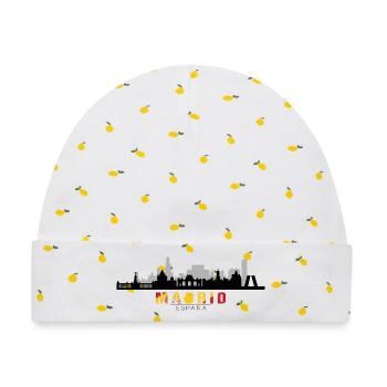 Madrid España Spanien Silhouette - Baby Premium Organic Mütze - Weiß/Zitronengelb - Vorne