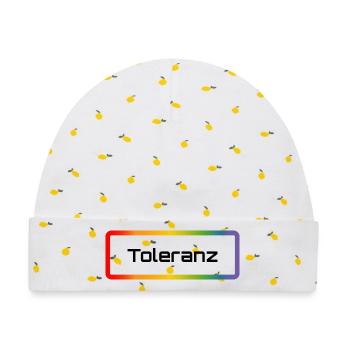 Regenbogen Toleranz - Baby Premium Organic Mütze - Weiß/Zitronengelb - Vorne