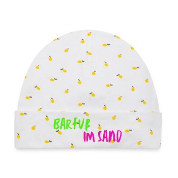 Barfuß im Sand - Baby Premium Organic Mütze - Weiß/Zitronengelb - Vorne
