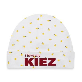 I LOVE MY KIEZ - Baby Premium Organic Mütze - Weiß/Zitronengelb - Vorne