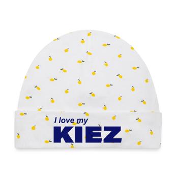 I LOVE MY KIEZ - Baby Premium Organic Mütze - Weiß/Zitronengelb - Vorne