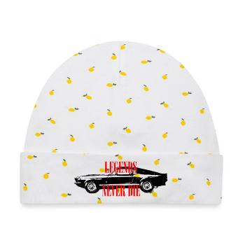 Legends Never Die – Kräftige Retro-Textgrafik - Baby Premium Organic Mütze - Weiß/Zitronengelb - Vorne