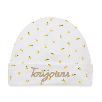 Always – Zeitloses und romantisches Design - Baby Premium Organic Mütze - Weiß/Zitronengelb - Vorne