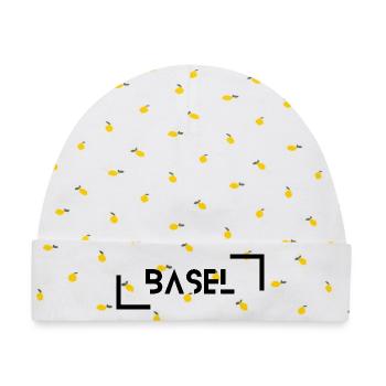 Basel schwarz - Baby Premium Organic Mütze - Weiß/Zitronengelb - Vorne