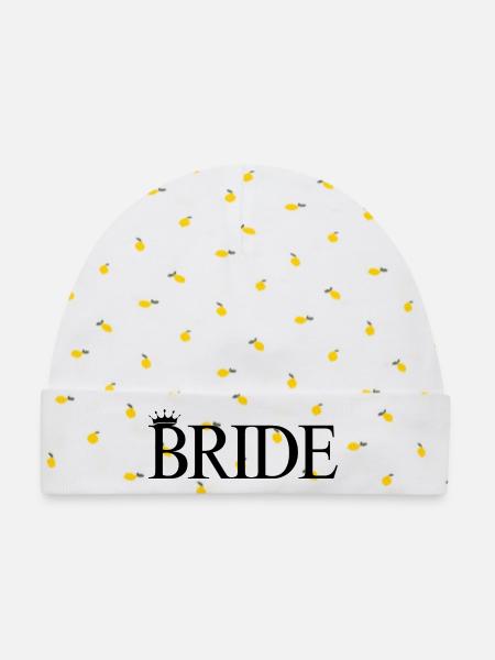 Team Bride! Personalisierbar - Baby Premium Organic Mütze - Weiß/Zitronengelb
