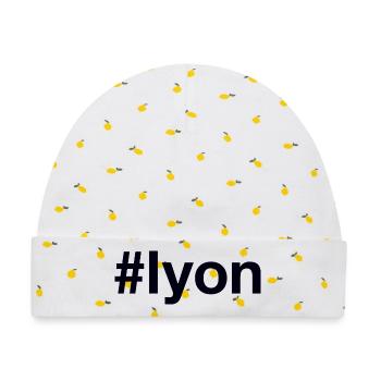 LYON Hashtag - Baby Premium Organic Mütze - Weiß/Zitronengelb - Vorne