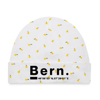 Bern Koordinaten Berner Bernerin Schweiz - Baby Premium Organic Mütze - Weiß/Zitronengelb - Vorne