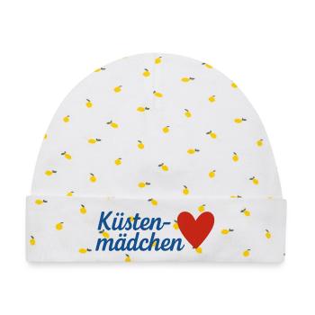 Küsten Mädchen Herz Overlay - Baby Premium Organic Mütze - Weiß/Zitronengelb - Vorne