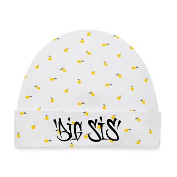 BIG SIS - Baby Premium Organic Mütze - Weiß/Zitronengelb - Vorne