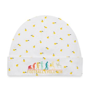 Design der Fußball-Evolution - Baby Premium Organic Mütze - Weiß/Zitronengelb - Vorne