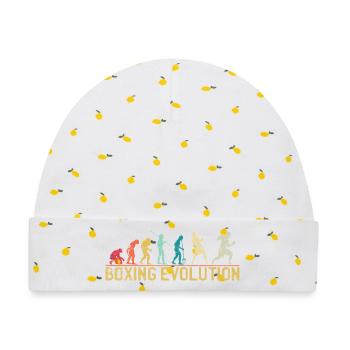 Boxen Evolution Progression Design - Baby Premium Organic Mütze - Weiß/Zitronengelb - Vorne